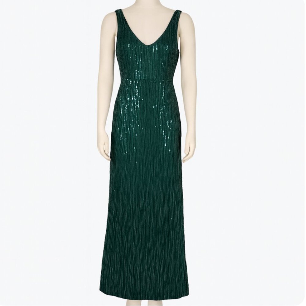 R&M Richards Dress Womens 6 Green Fringe Sequin Glam Party Formal‎ Cocktails